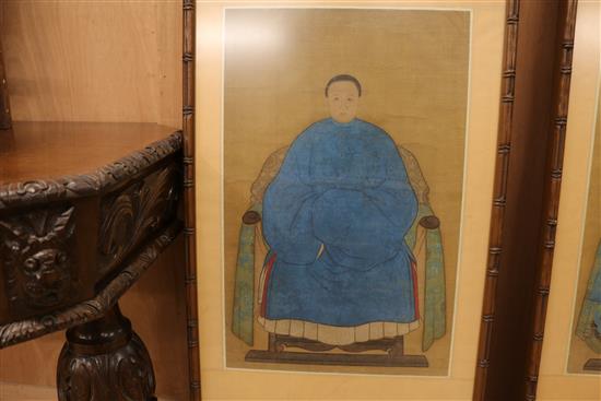 A pair of Chinese ancestor scroll paintings 54 x 34cm.